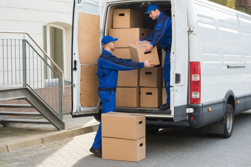 Removal van crew preparing for safe loading and transport