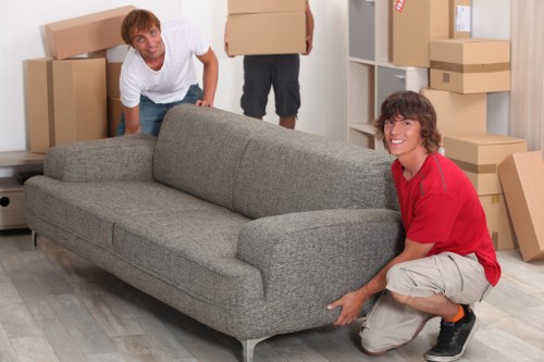 Packed removal van loaded with furniture and boxes
