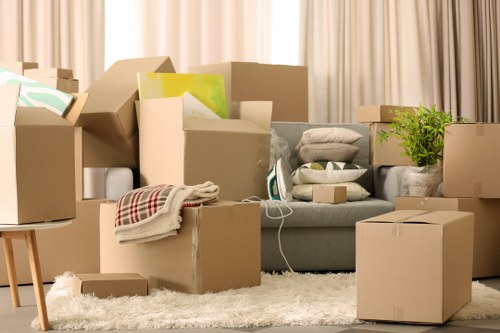 Office relocation equipment and furniture being moved in Finsbury Park