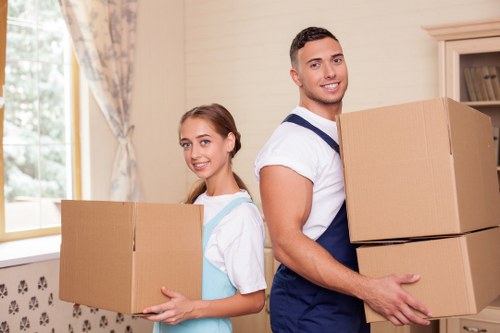Careful loading of office equipment during a Finsbury Park business move
