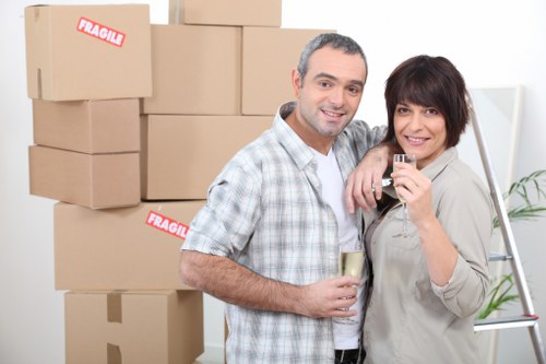 Packing boxes and furniture prepared for a local home move