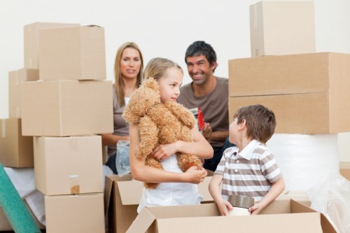 Packed boxes and furniture ready for apartment relocation